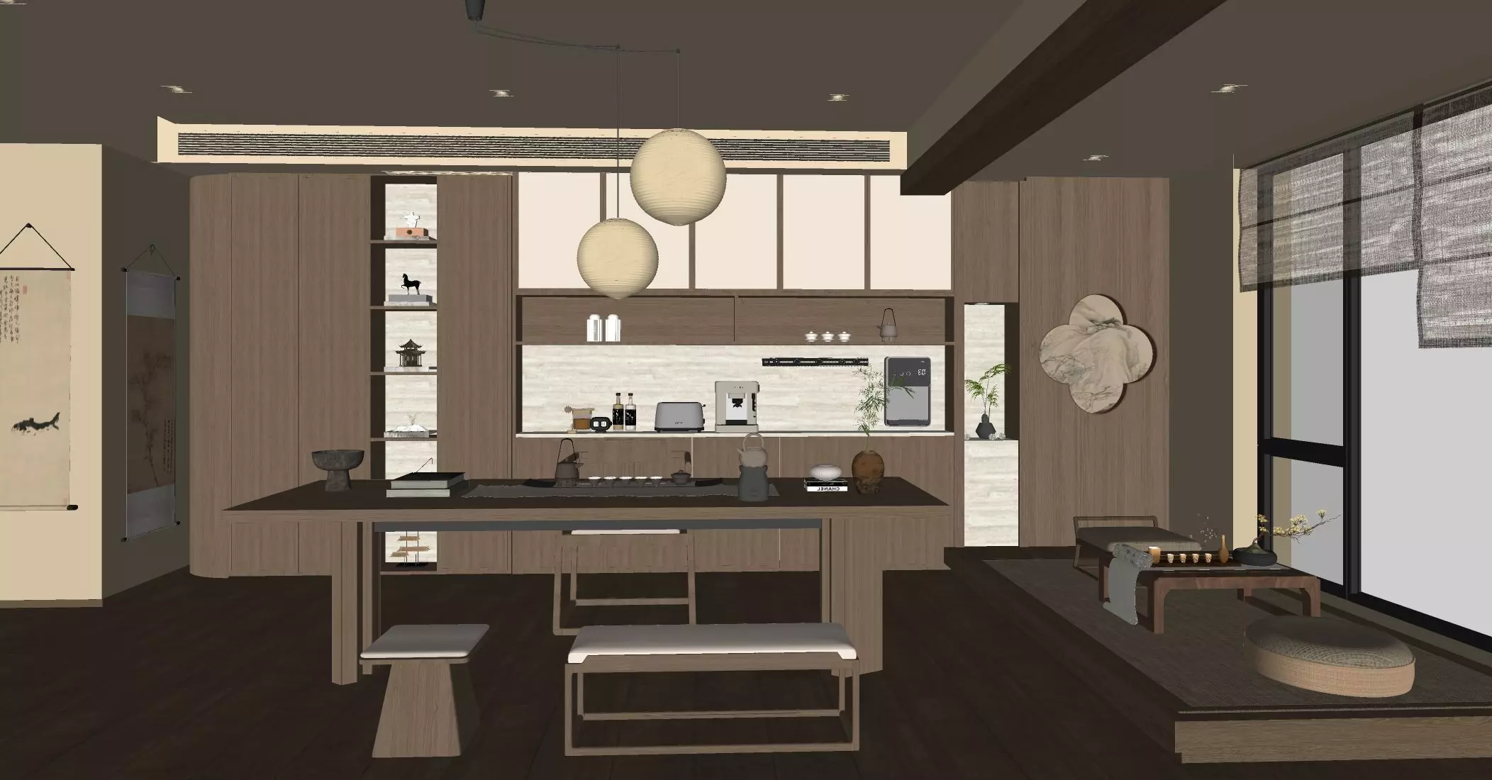 Chinese Song - style living and dining room 3D model_7