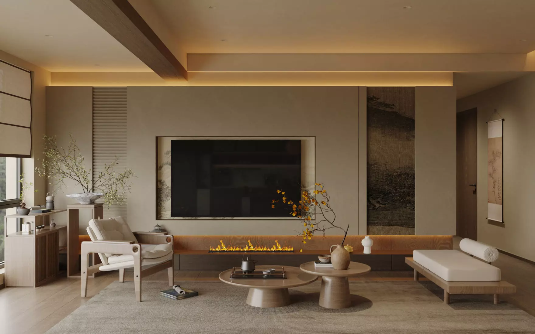 Chinese Song - style living and dining room 3D model_1