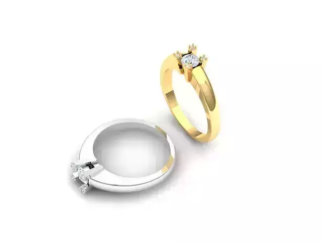 Elegant Four Claw Solitaire Engagement Ring Jewelry 3D Model
