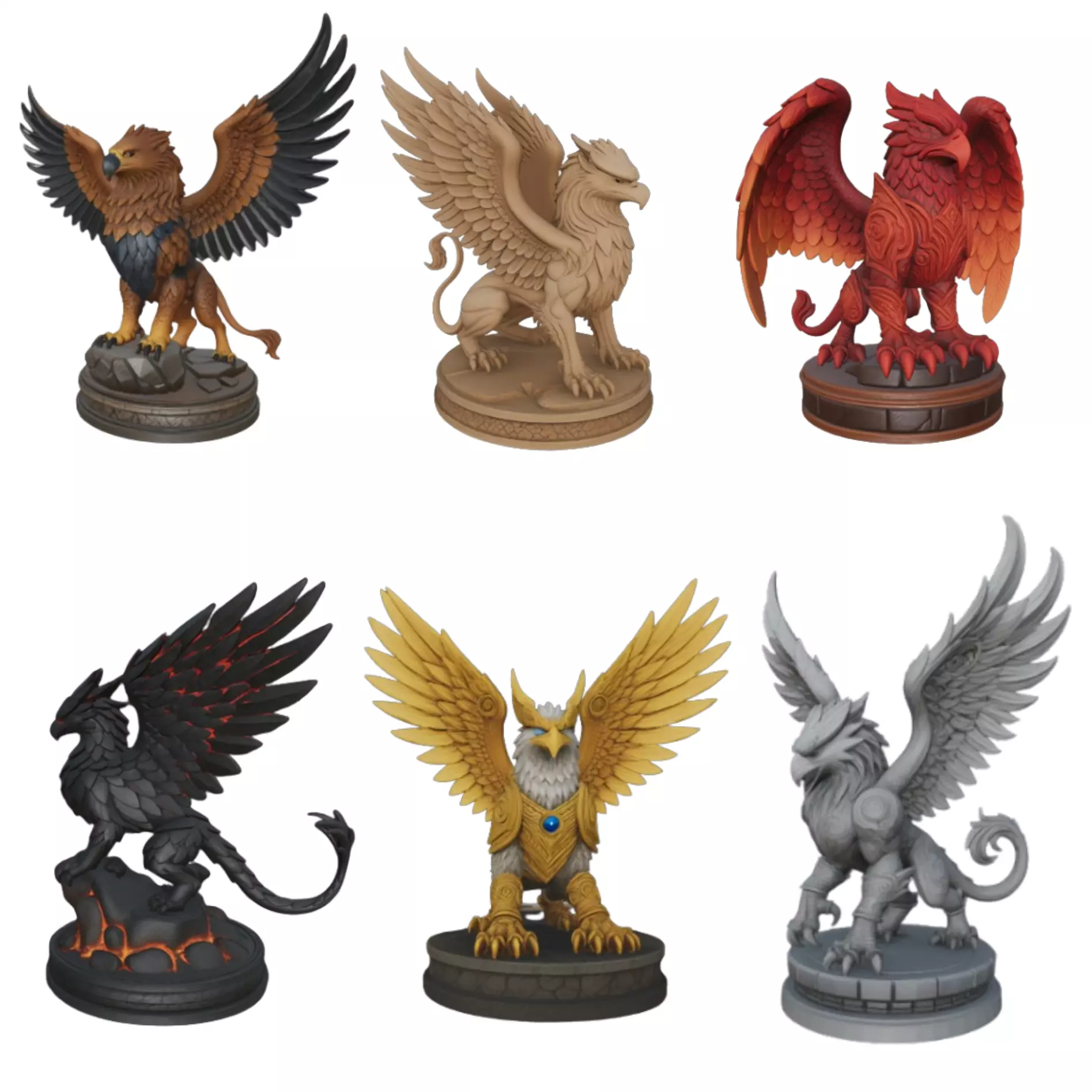 6 Pack Collectable Epic Griffins 3D print model_0