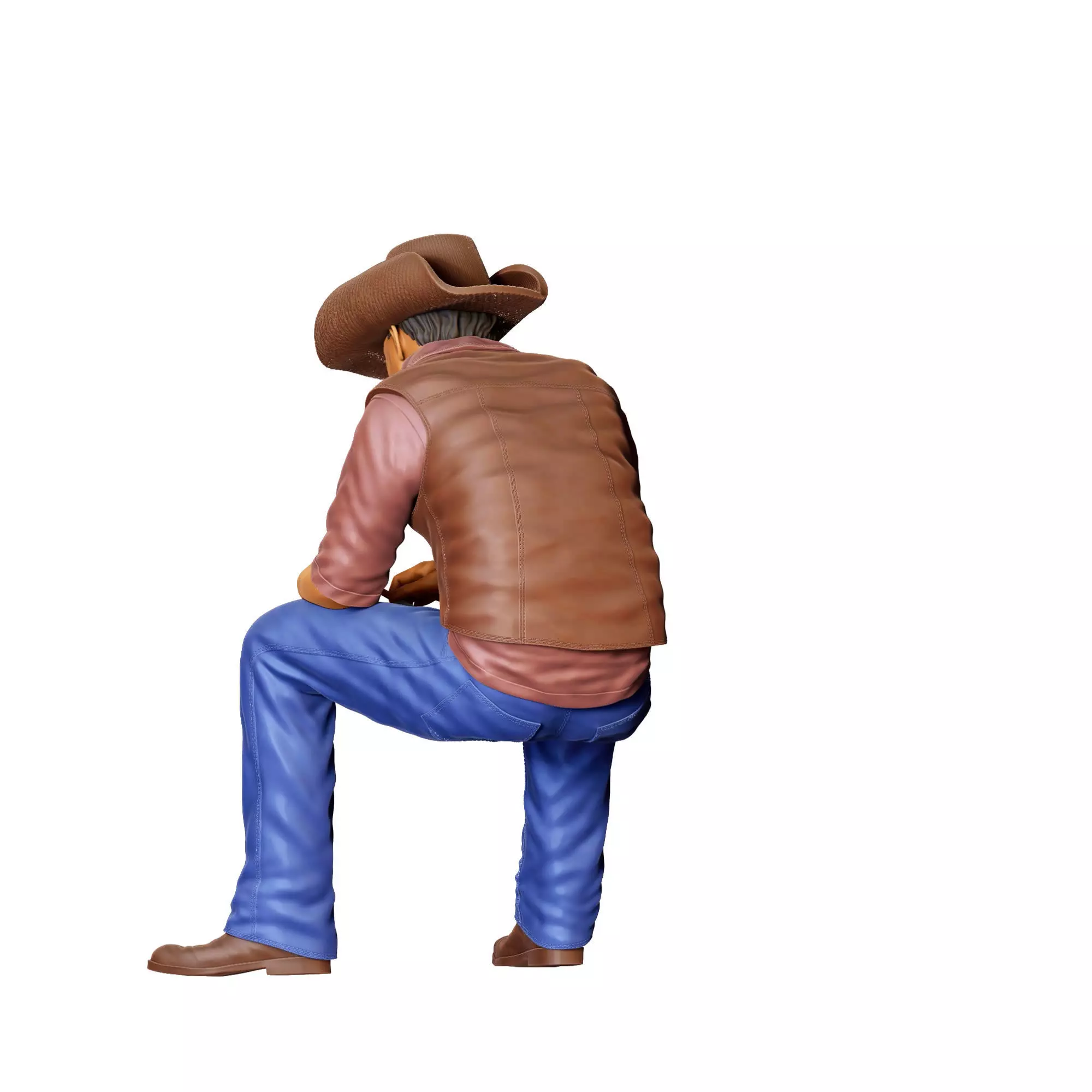 N3 man sitting on the back of pickup truck 3D print model_11