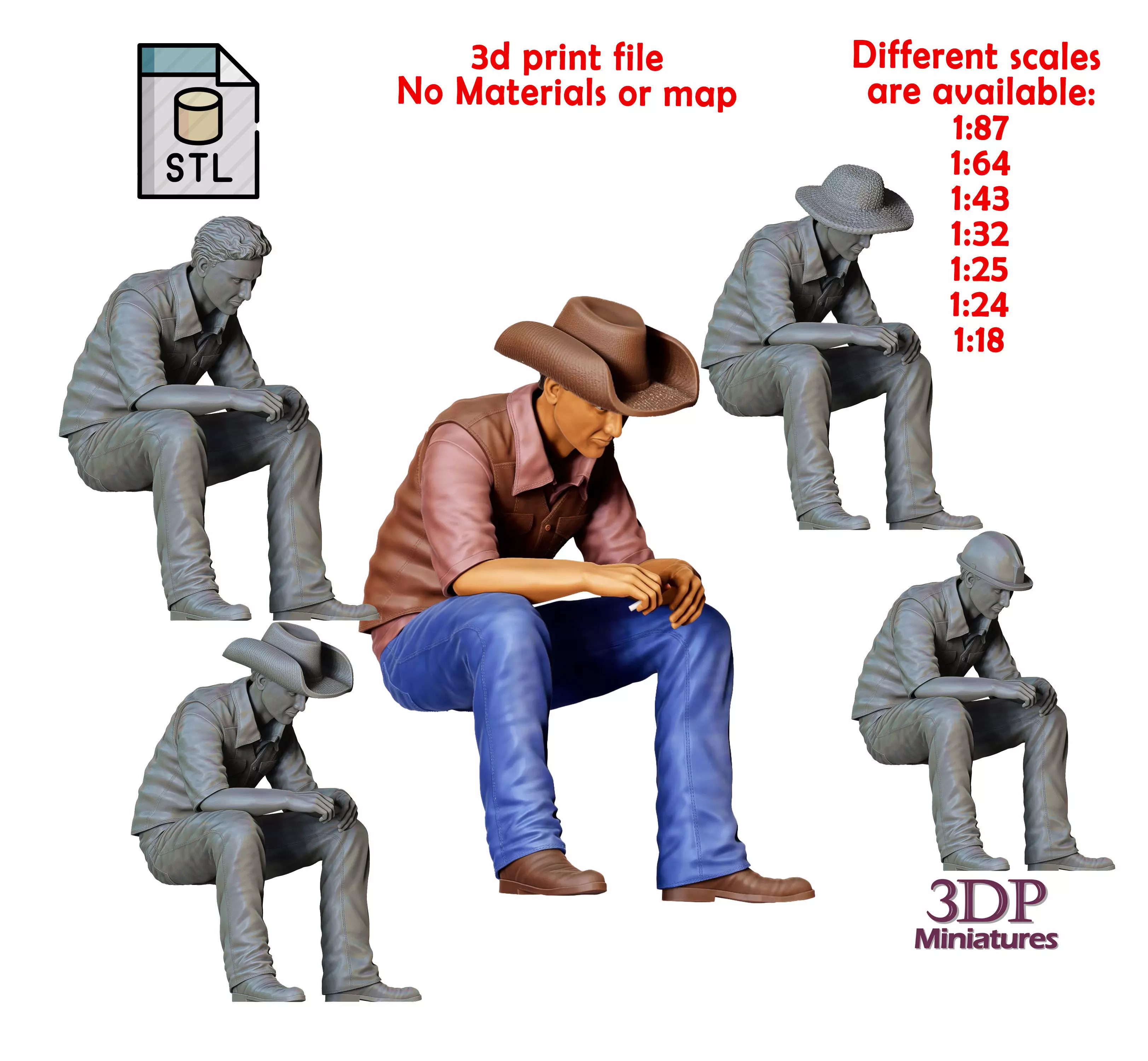 N3 man sitting on the back of pickup truck 3D print model_0