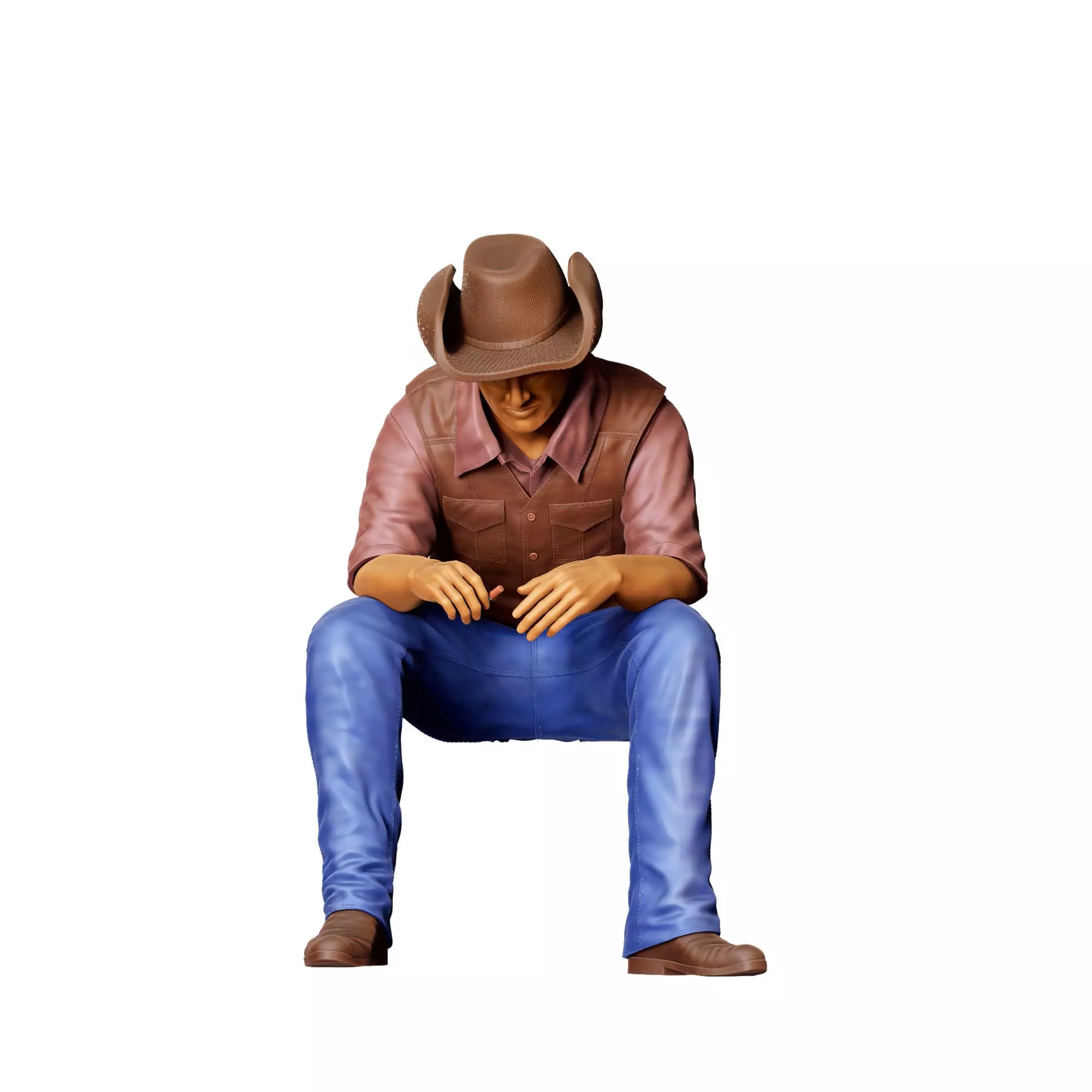 N3 man sitting on the back of pickup truck 3D print model_18