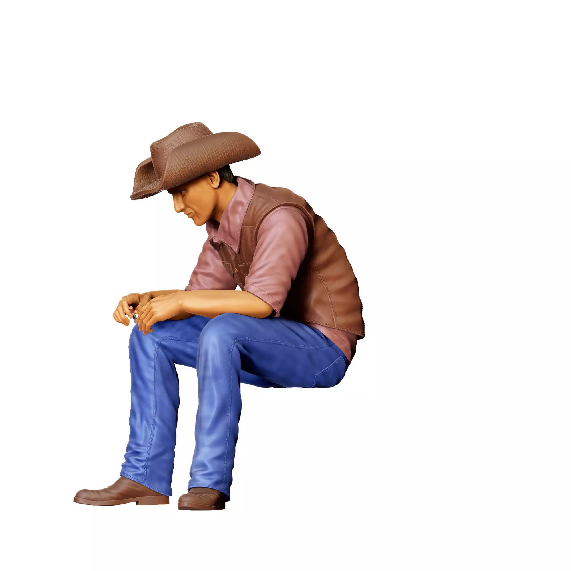 N3 man sitting on the back of pickup truck 3D print model_15