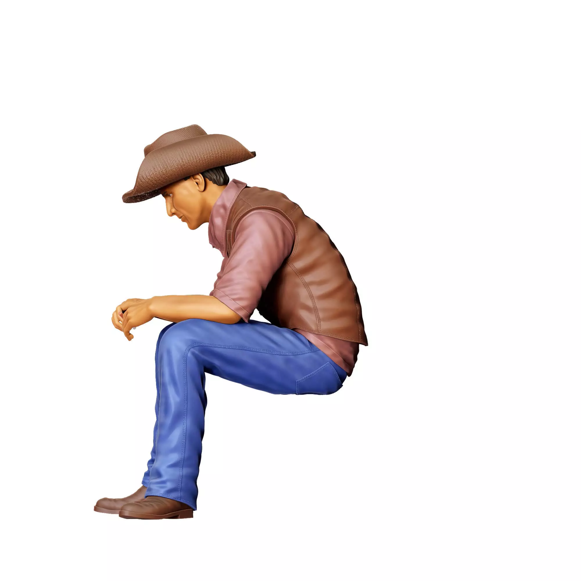 N3 man sitting on the back of pickup truck 3D print model_14