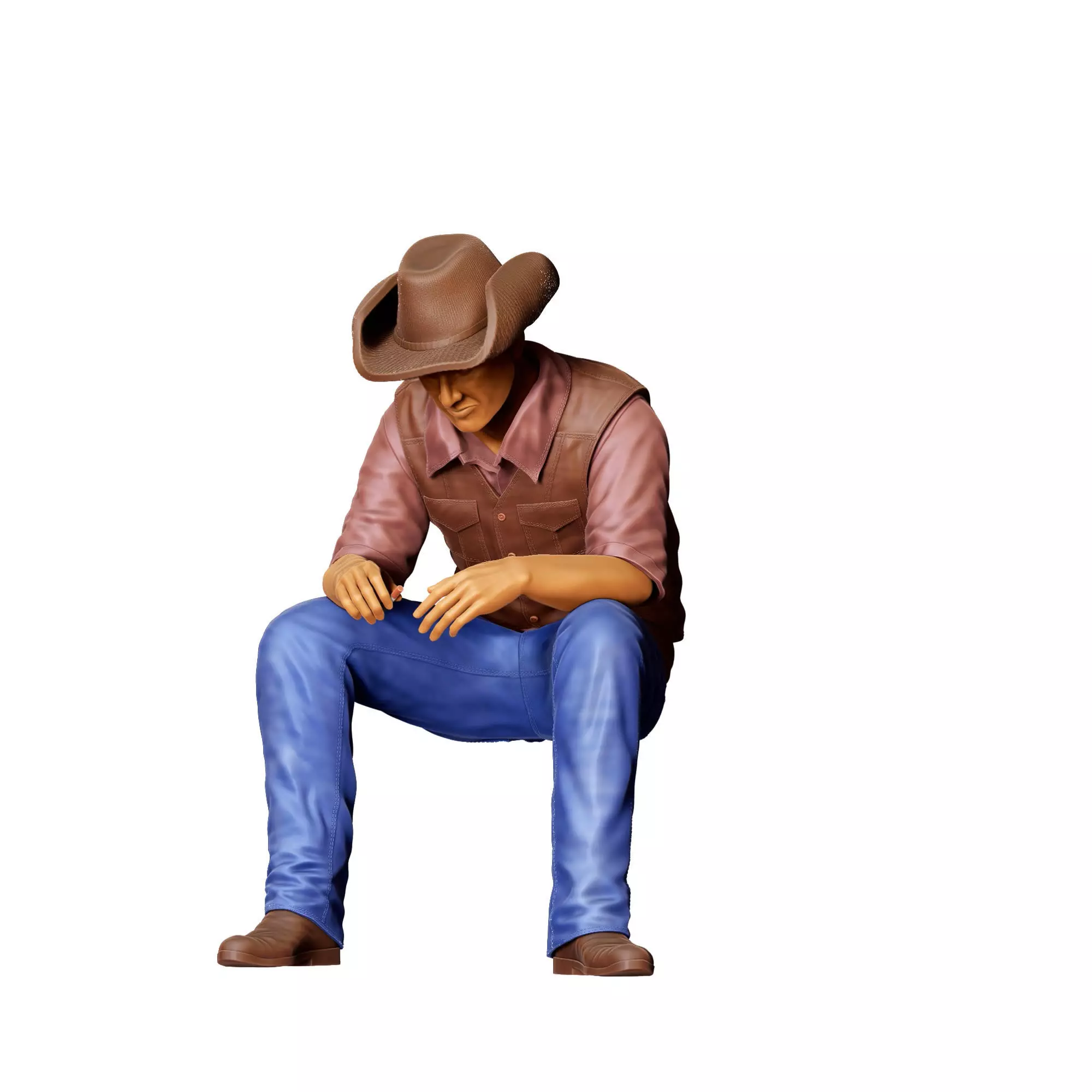 N3 man sitting on the back of pickup truck 3D print model_17