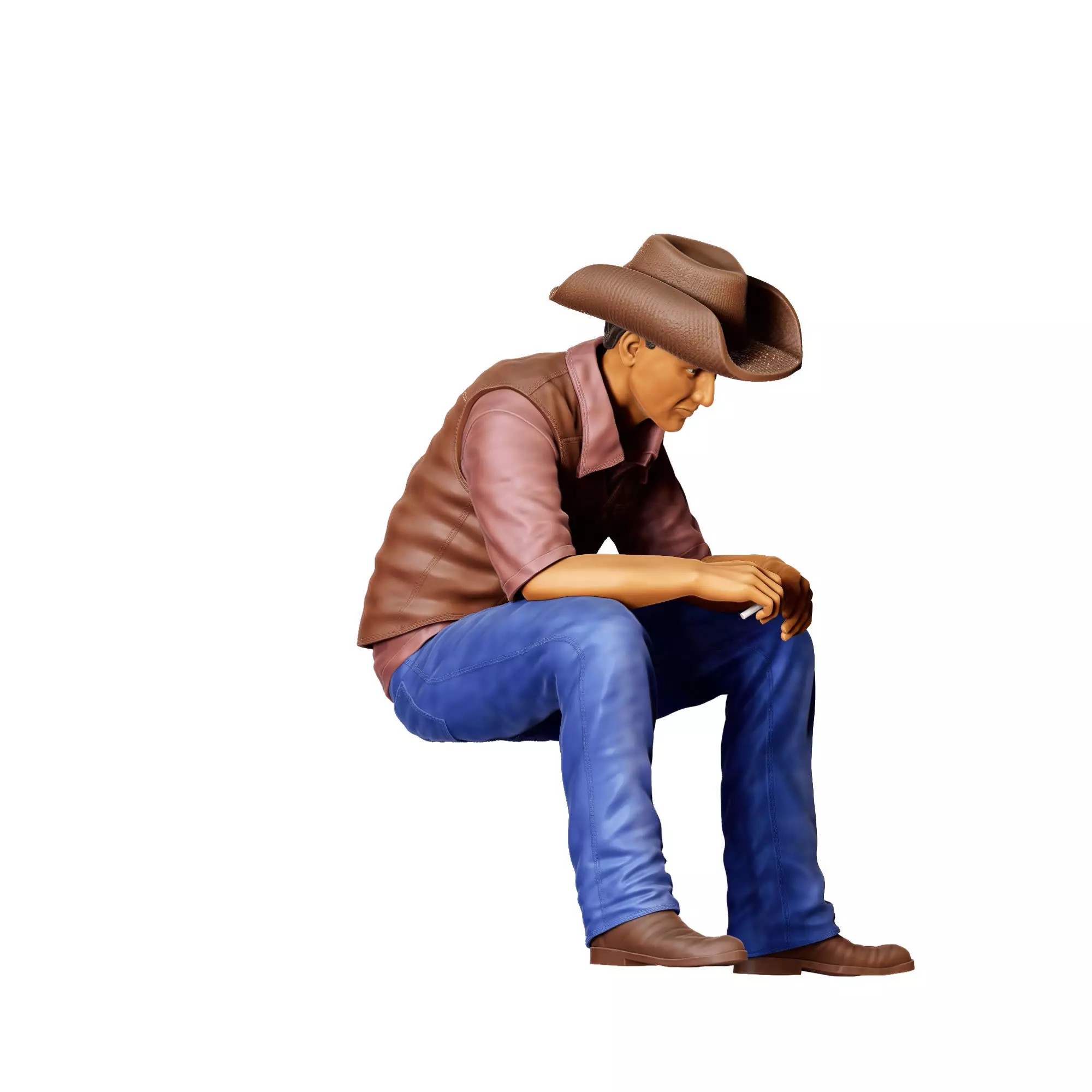 N3 man sitting on the back of pickup truck 3D print model_3