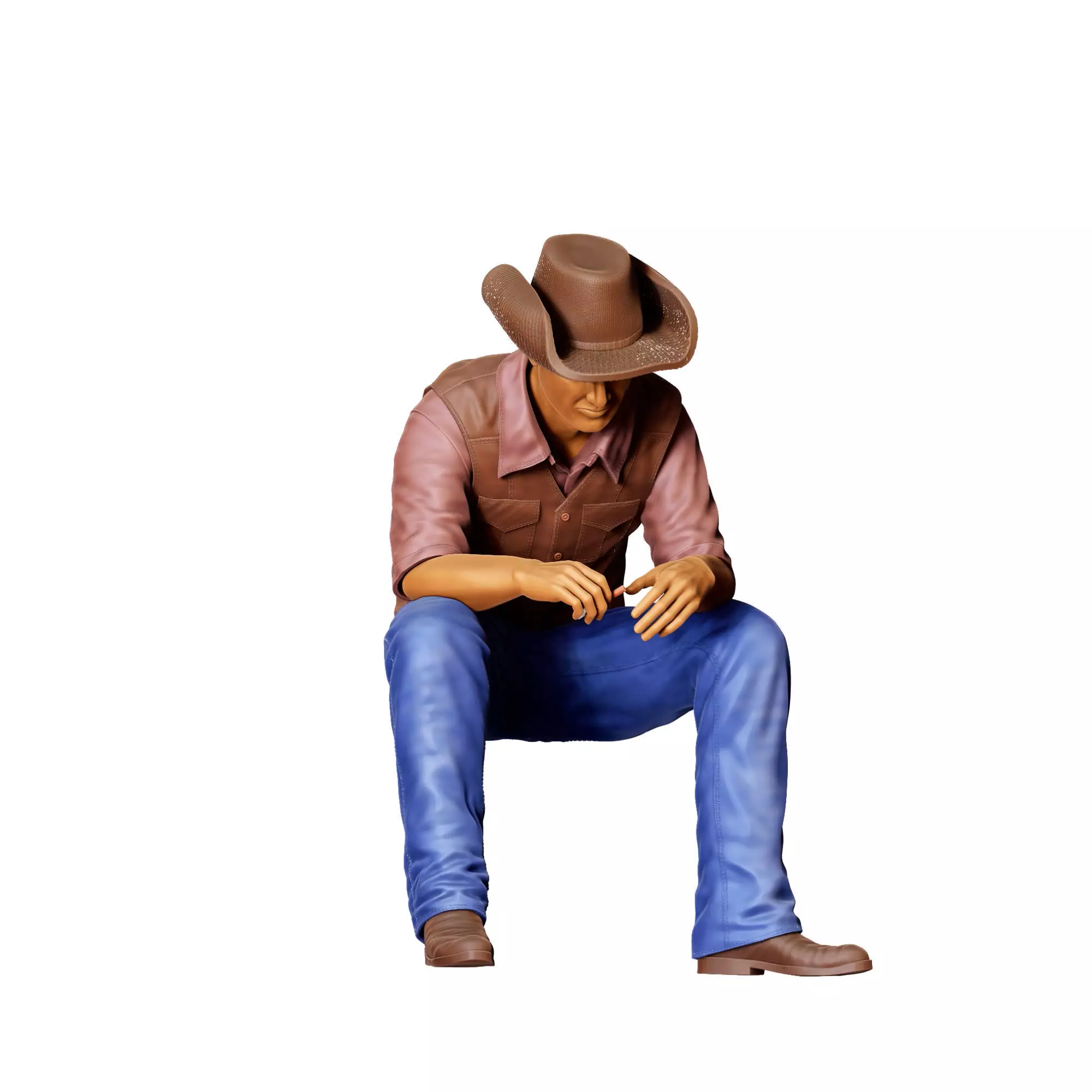 N3 man sitting on the back of pickup truck 3D print model_1