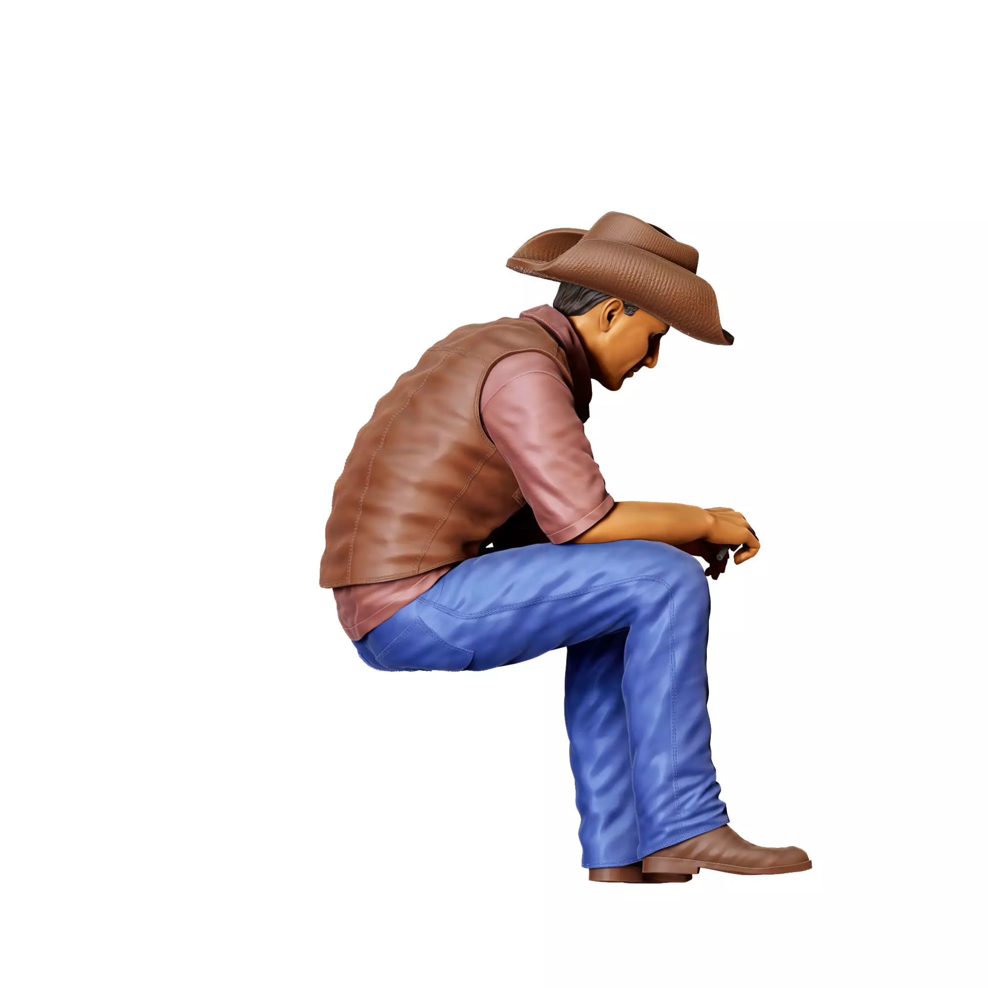 N3 man sitting on the back of pickup truck 3D print model_5