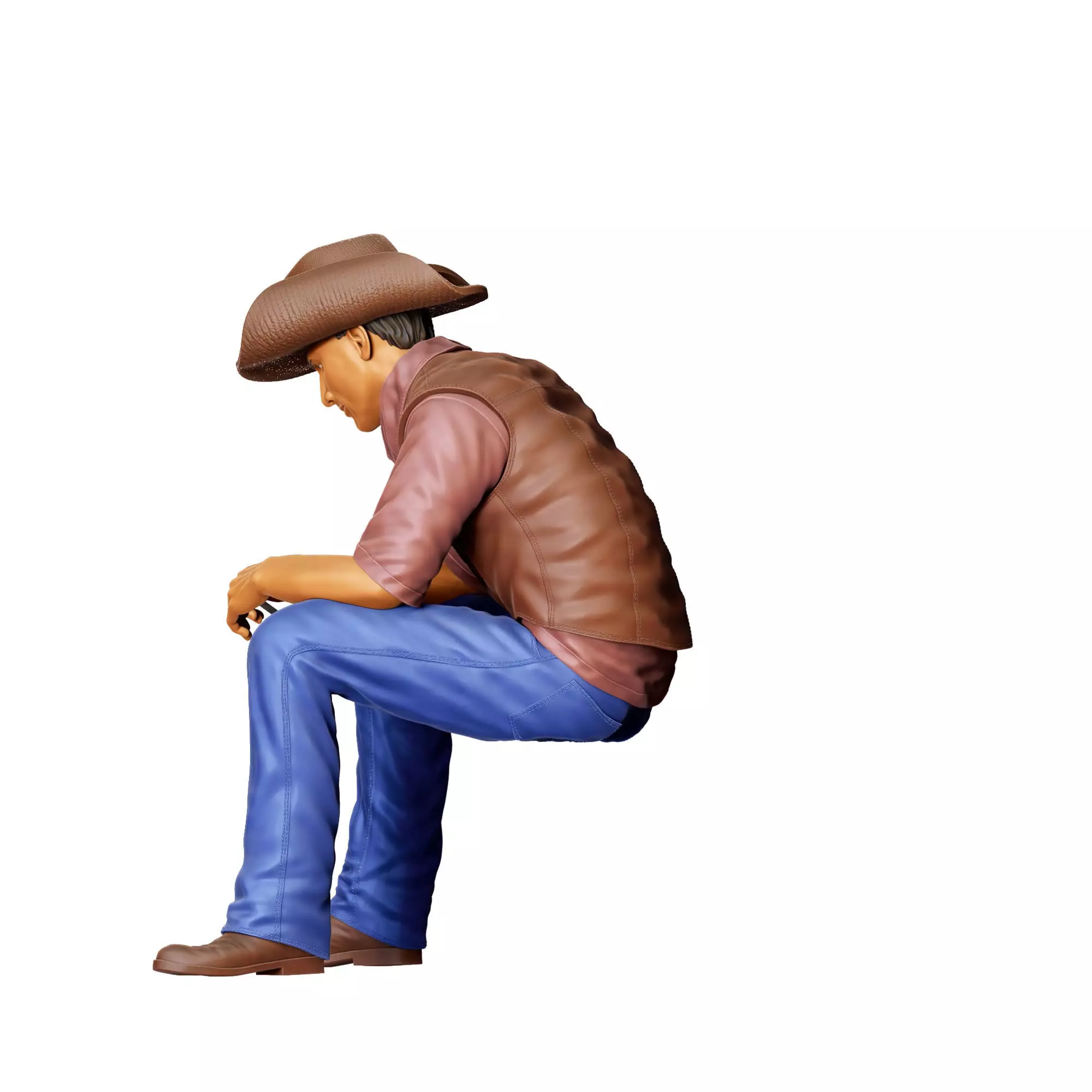 N3 man sitting on the back of pickup truck 3D print model_13