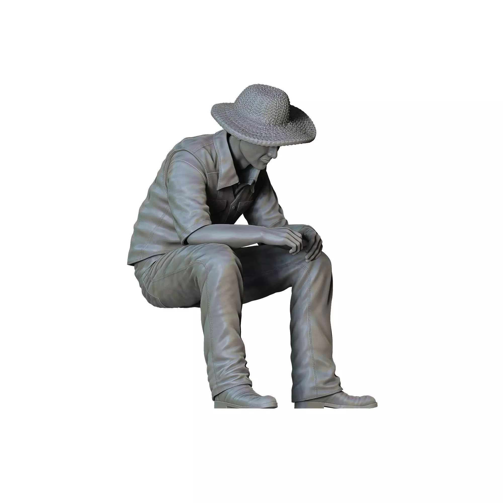 N3 man sitting on the back of pickup truck 3D print model_21