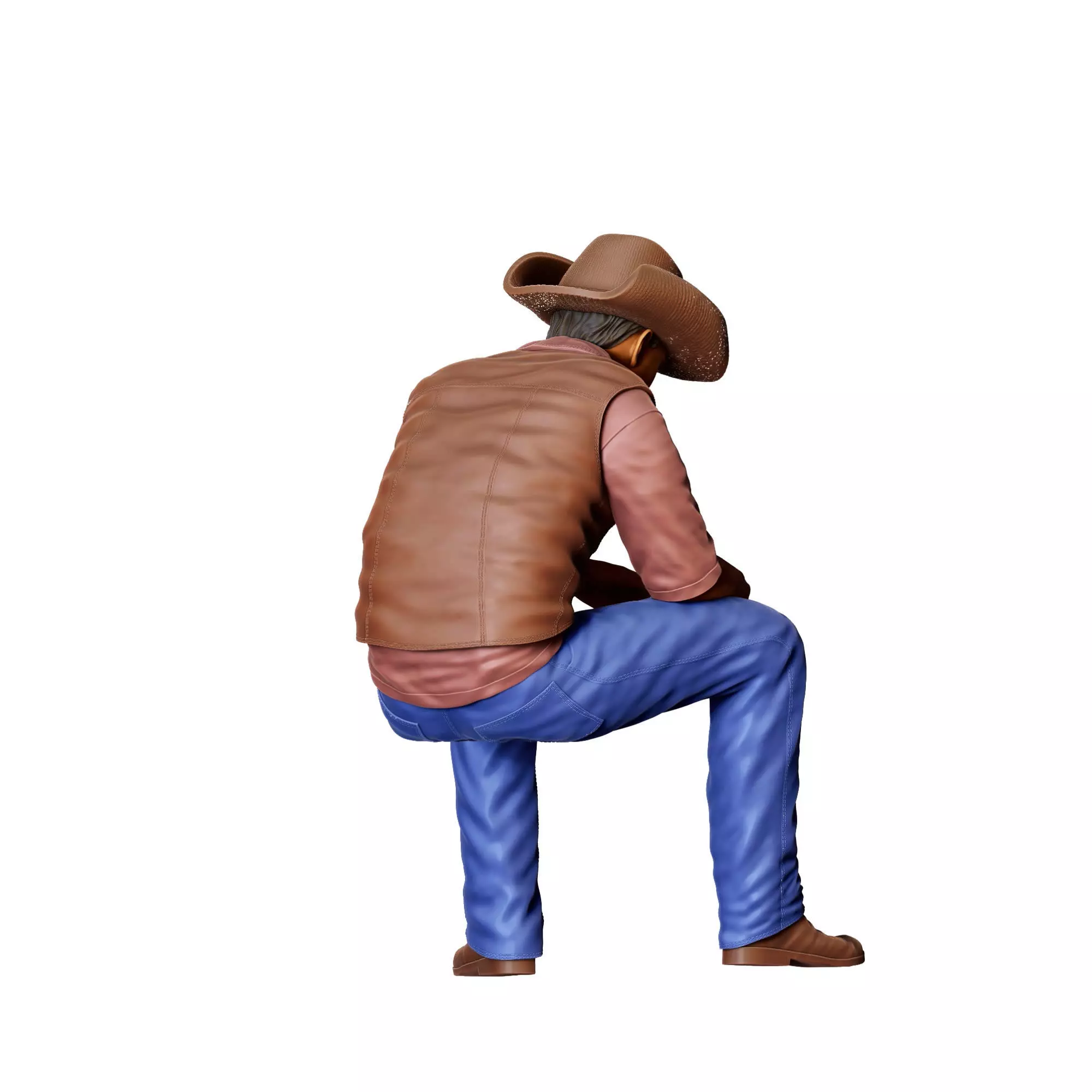 N3 man sitting on the back of pickup truck 3D print model_8