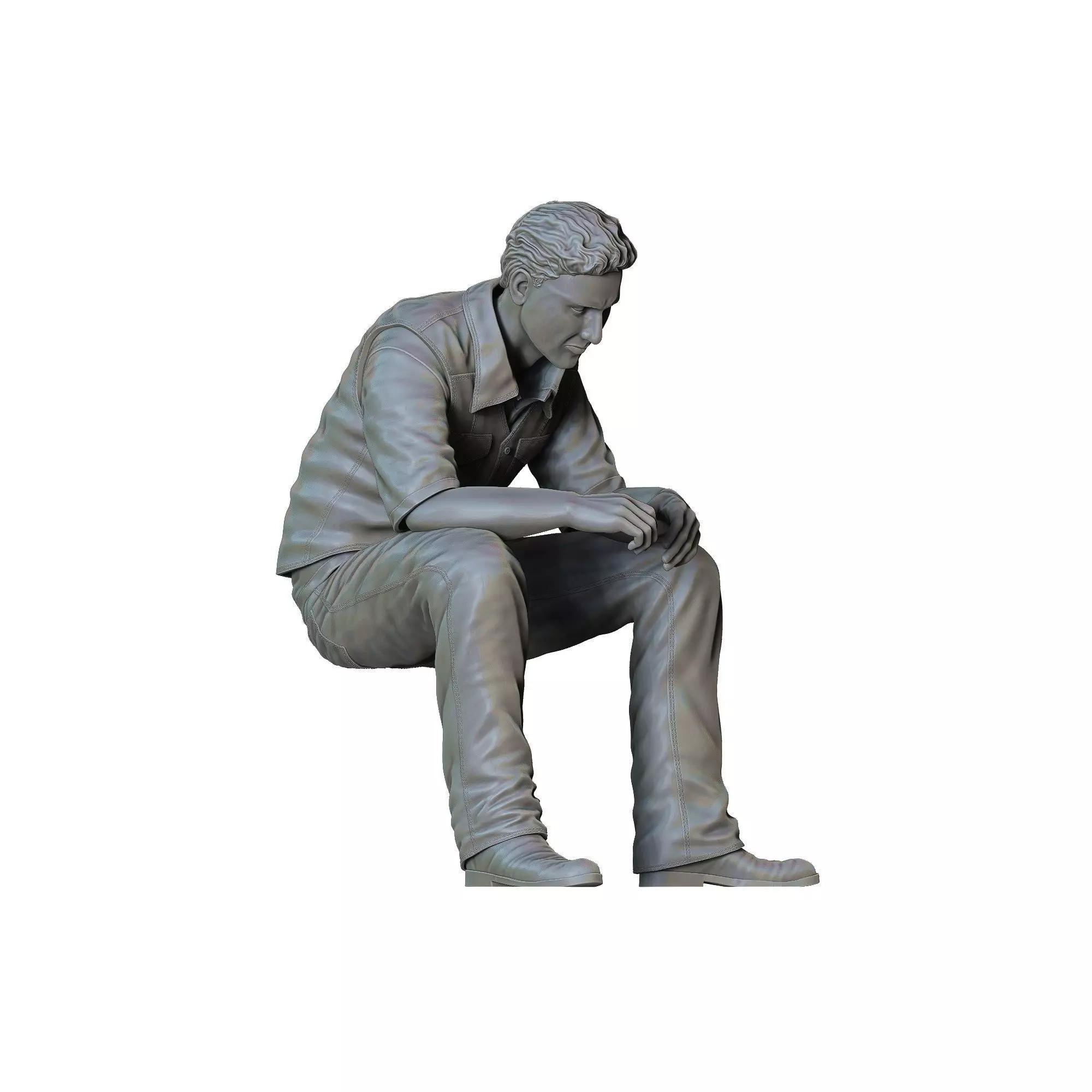 N3 man sitting on the back of pickup truck 3D print model_19