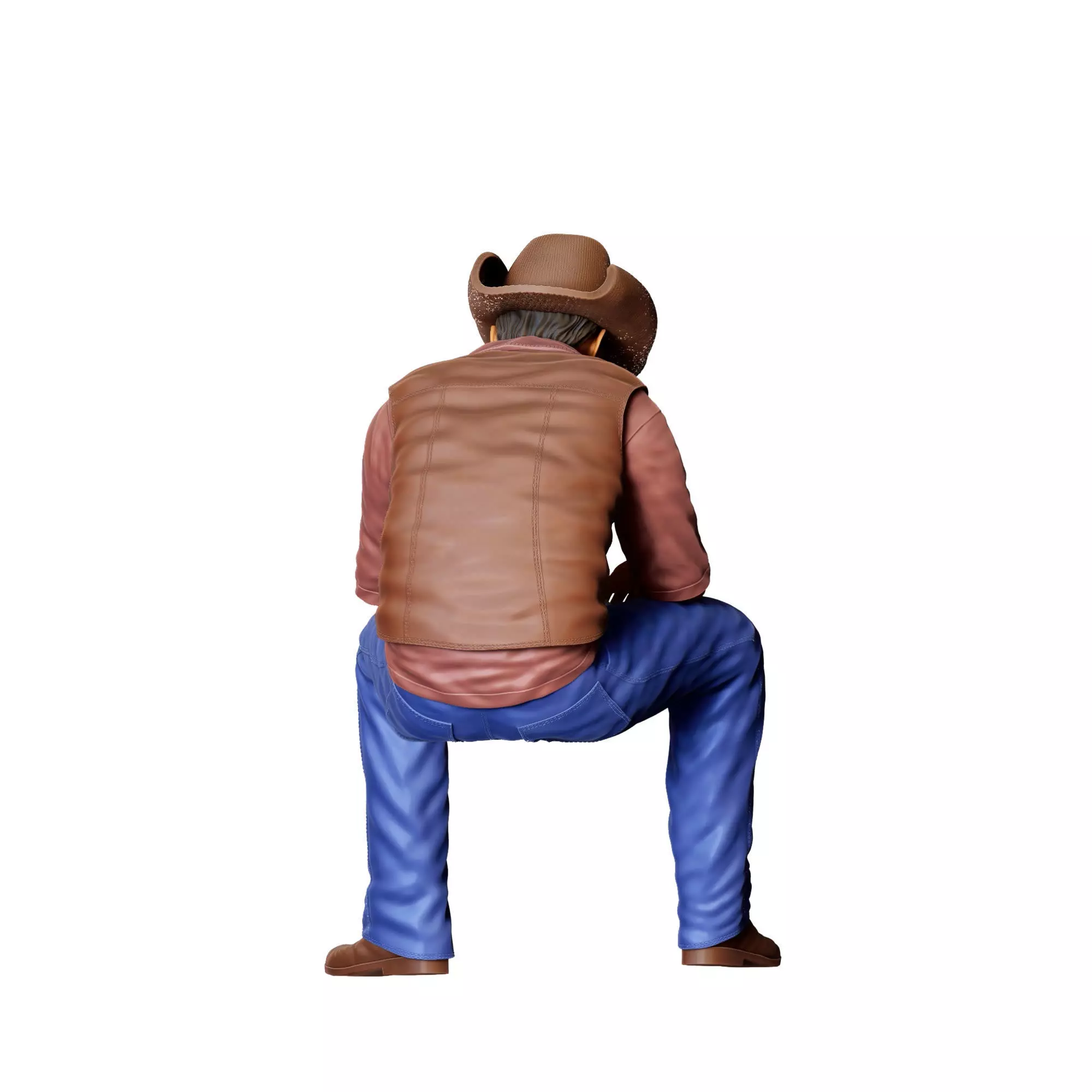 N3 man sitting on the back of pickup truck 3D print model_9