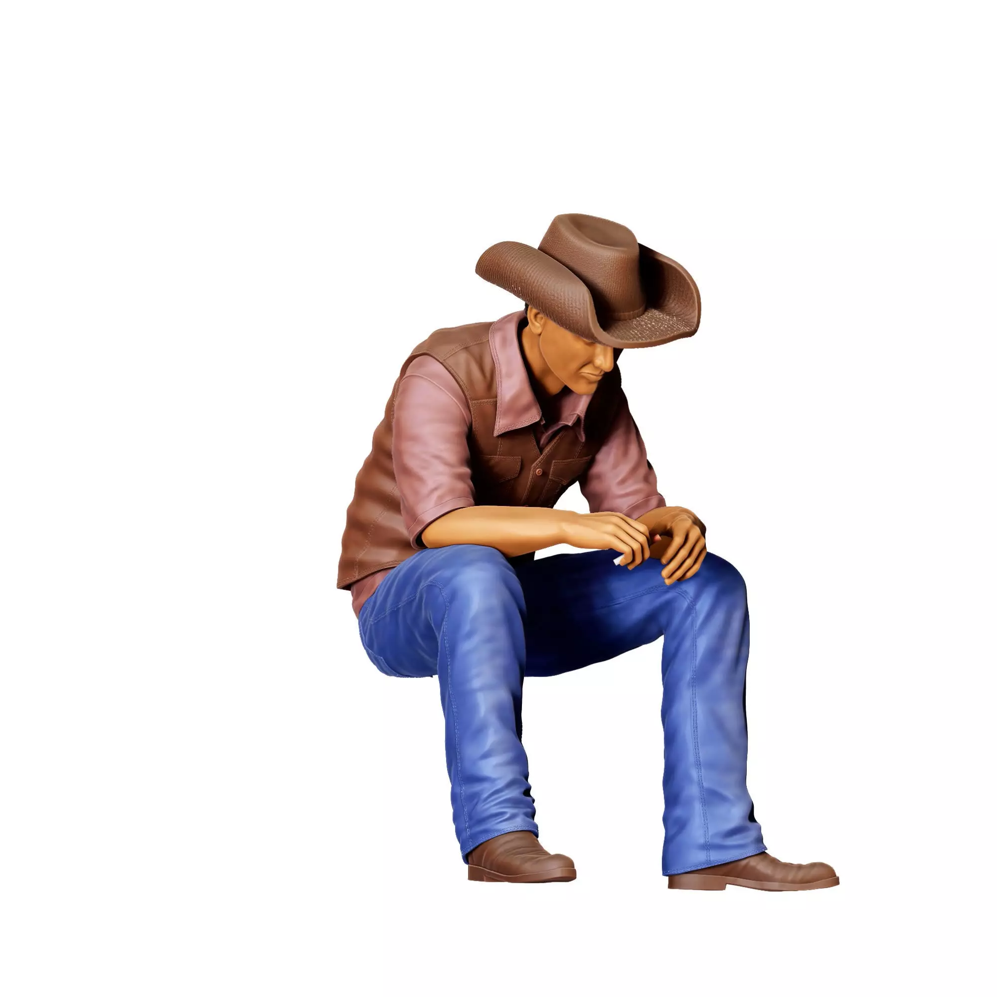 N3 man sitting on the back of pickup truck 3D print model_2