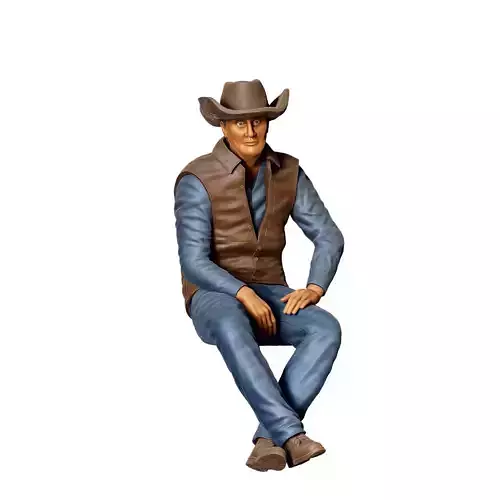 N4 man sitting on the back of pickup truck 3D print model 2
