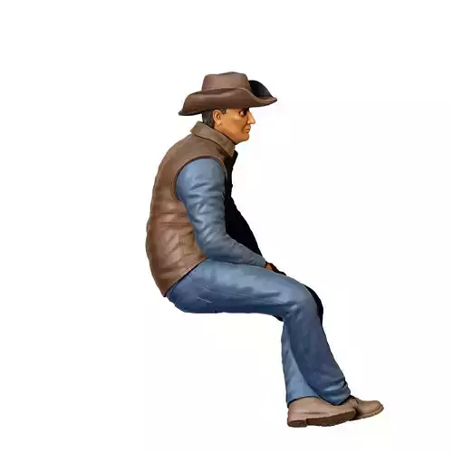 N4 man sitting on the back of pickup truck 3D print model 5
