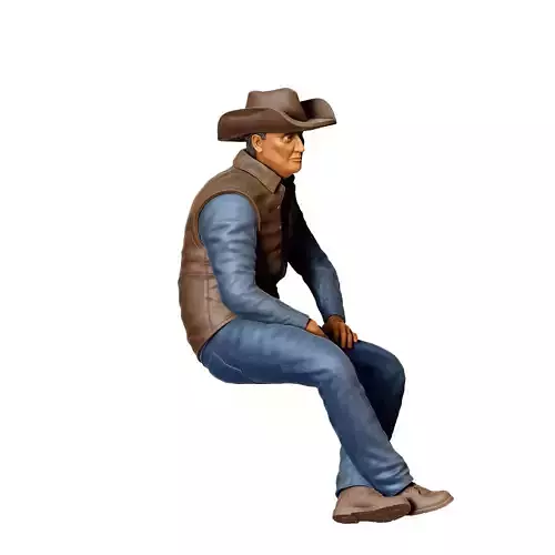 N4 man sitting on the back of pickup truck 3D print model 4
