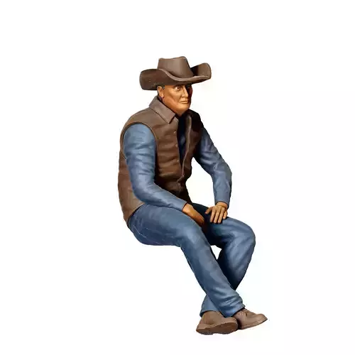 N4 man sitting on the back of pickup truck 3D print model 3