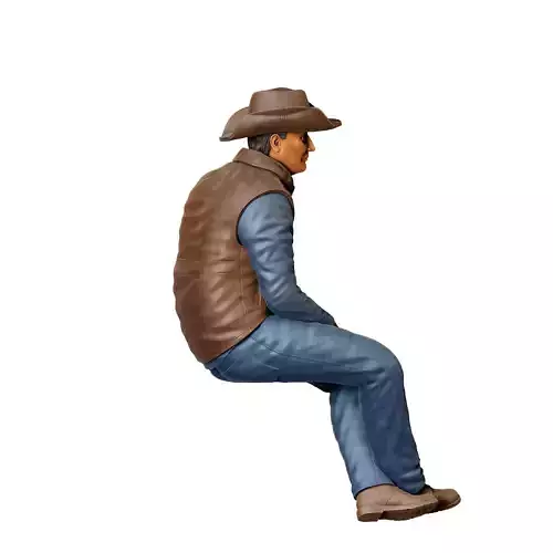 N4 man sitting on the back of pickup truck 3D print model 6