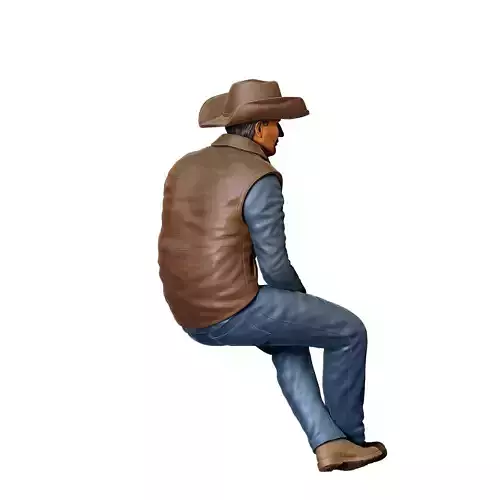 N4 man sitting on the back of pickup truck 3D print model 7