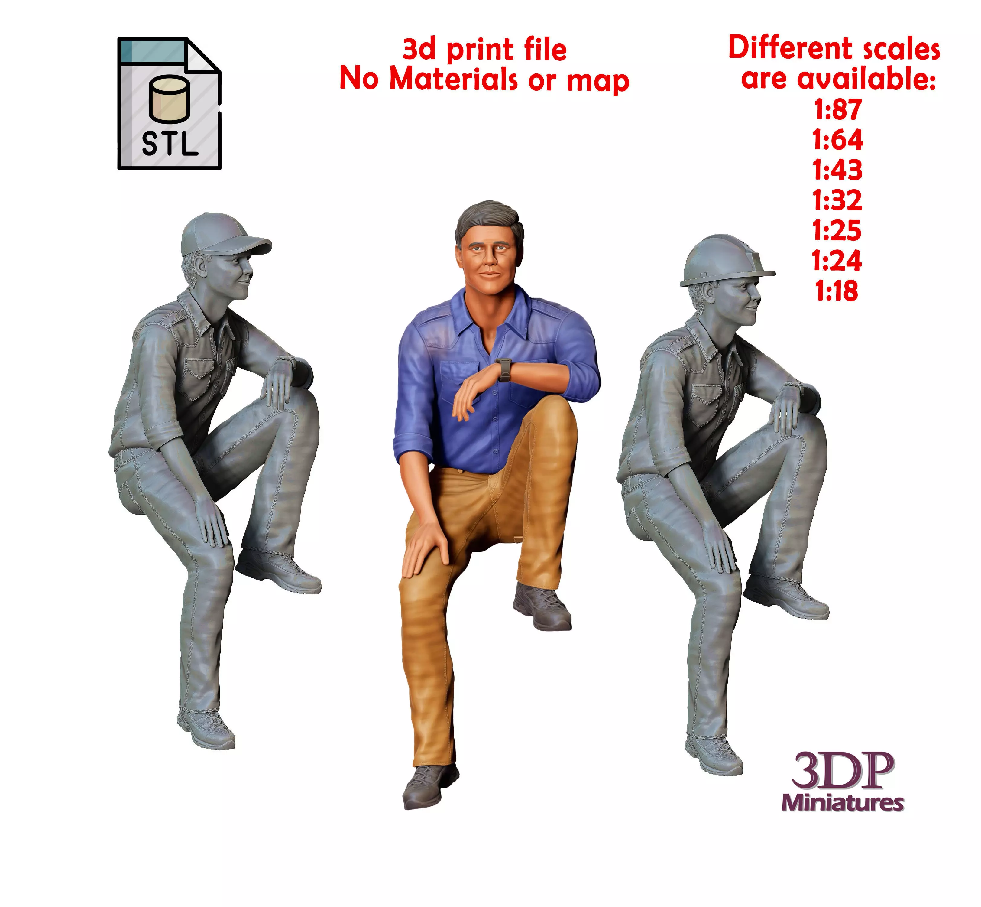 N5 man sitting on the back of pickup truck 3D print model