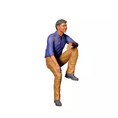 N5 man sitting on the back of pickup truck 3D print model 3