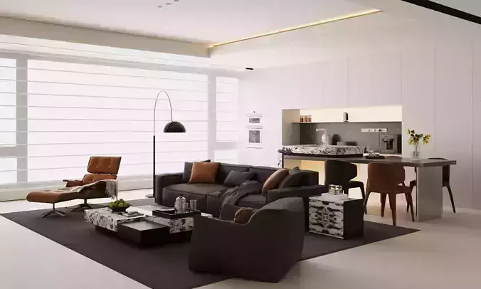 The Italian - style living and dining room 