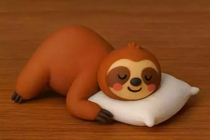 Sloth Hugging a Pillow