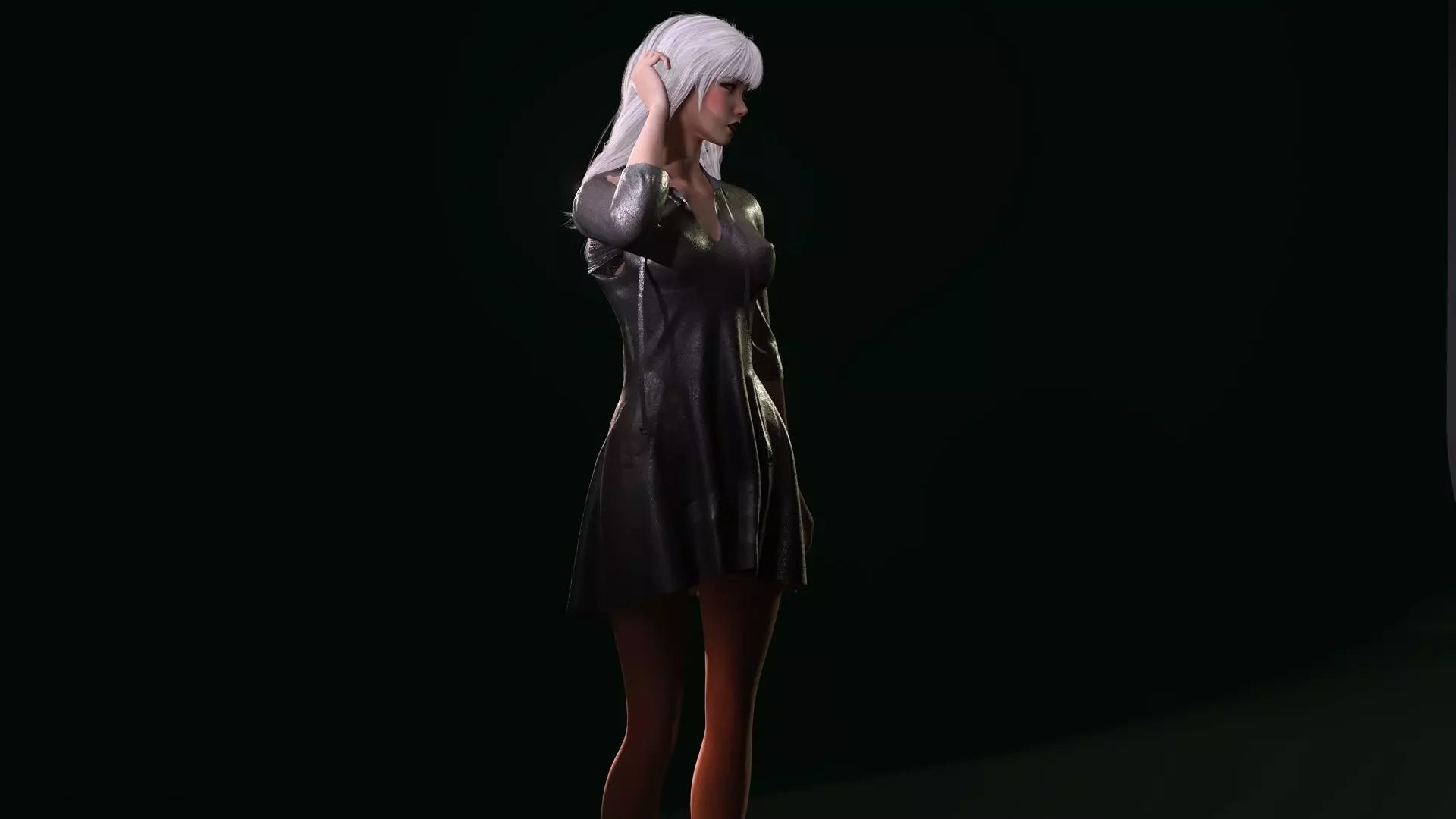 Realistic Female 3D Character in Silver Dress High Quality 4K Low-poly 3D model_2