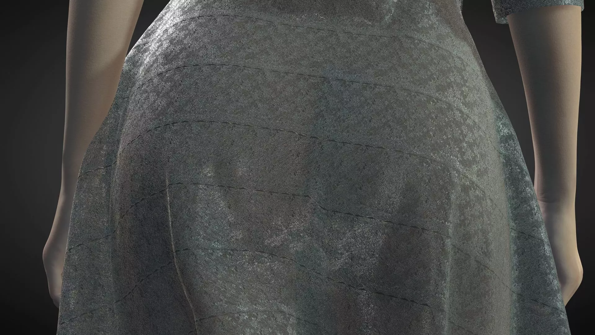 Realistic Female 3D Character in Silver Dress High Quality 4K Low-poly 3D model_9