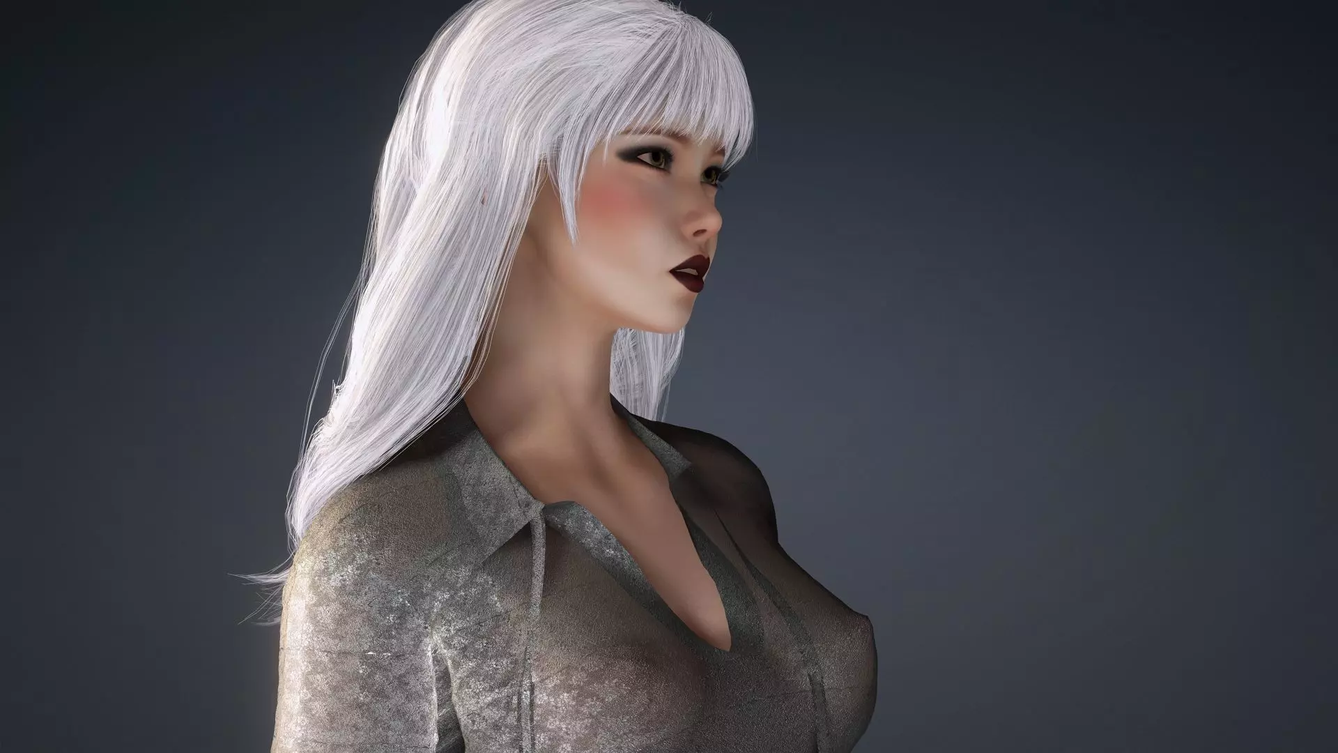 Realistic Female 3D Character in Silver Dress High Quality 4K Low-poly 3D model_16