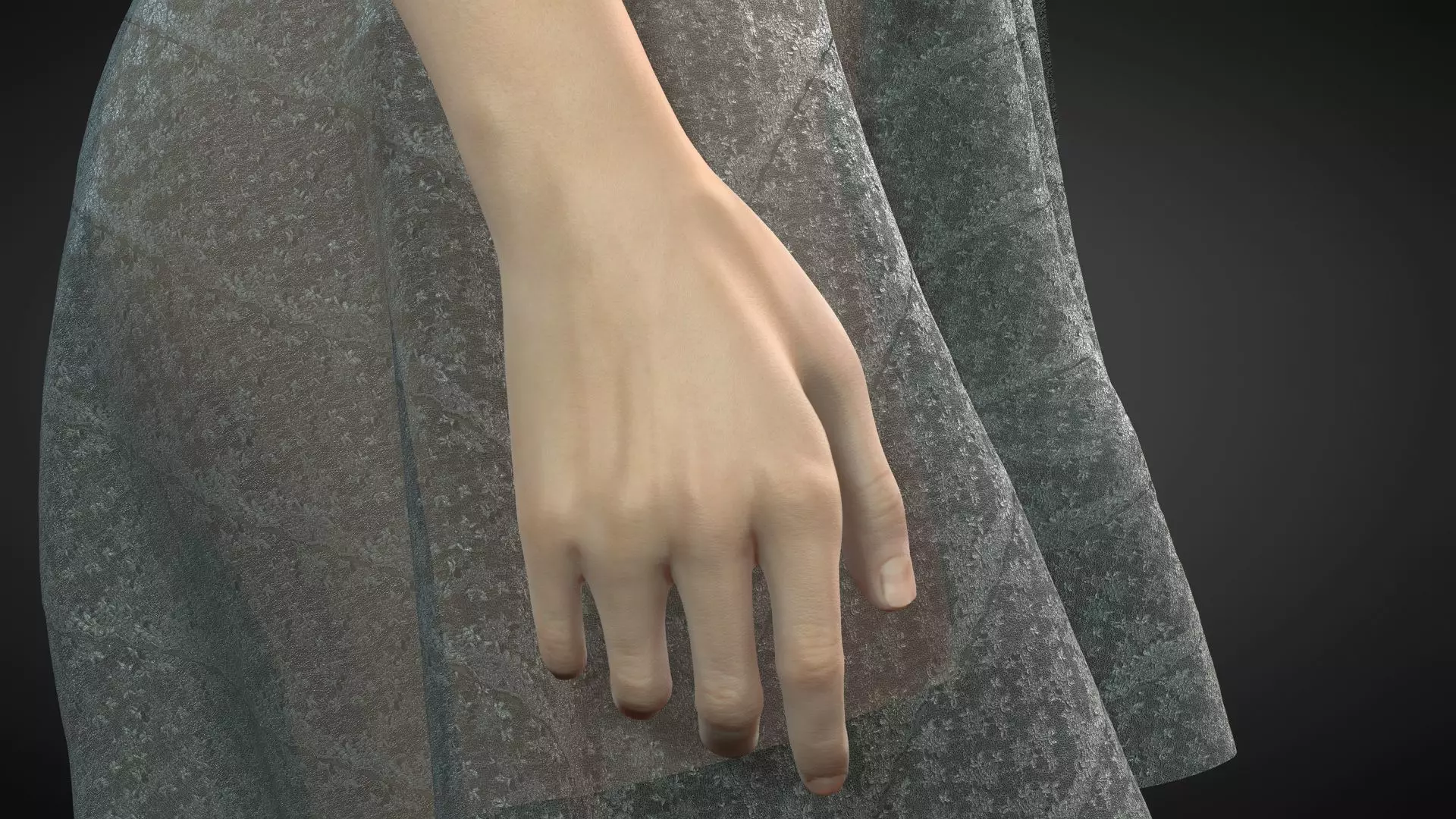 Realistic Female 3D Character in Silver Dress High Quality 4K Low-poly 3D model_6