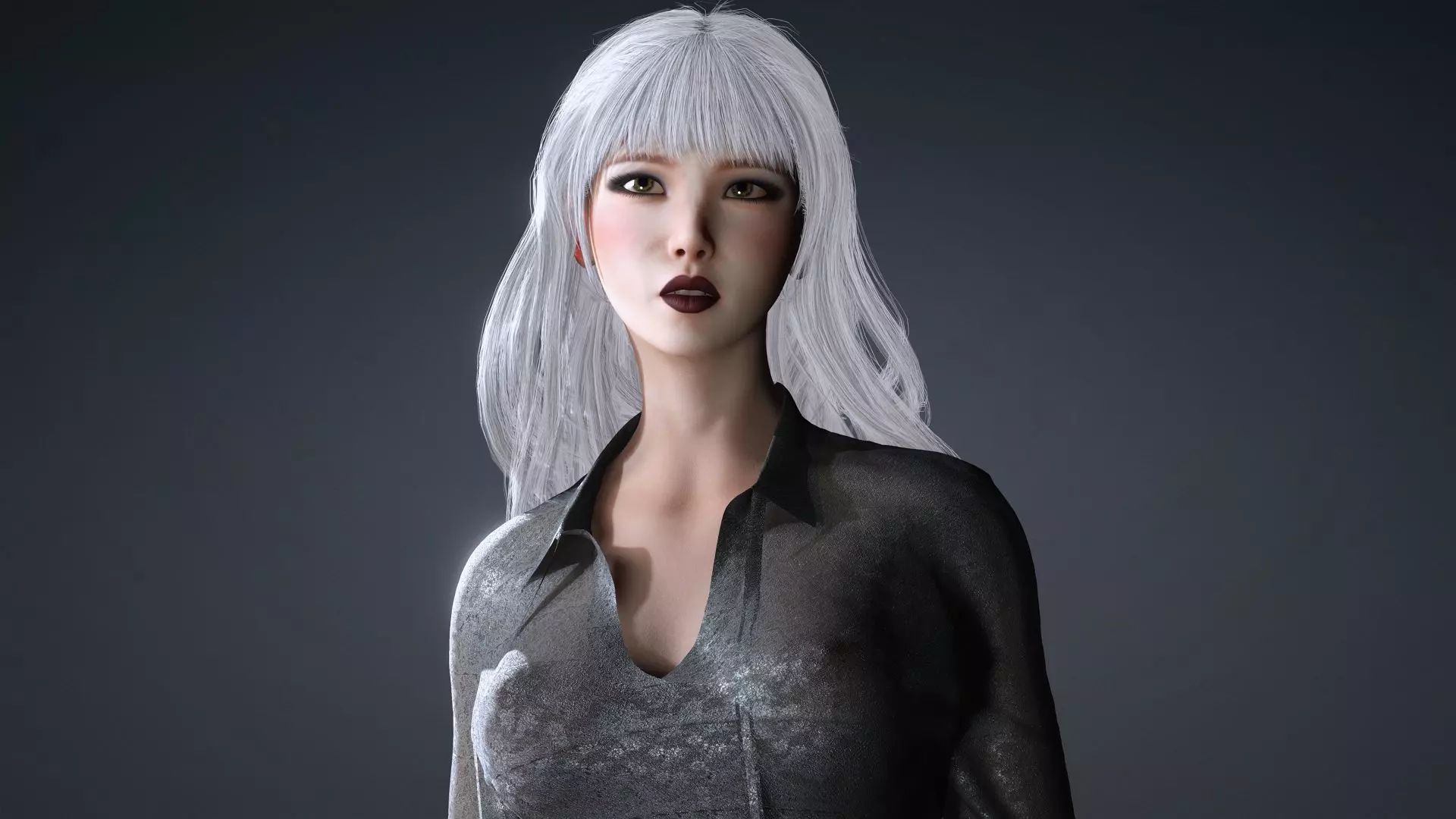 Realistic Female 3D Character in Silver Dress High Quality 4K Low-poly 3D model_15