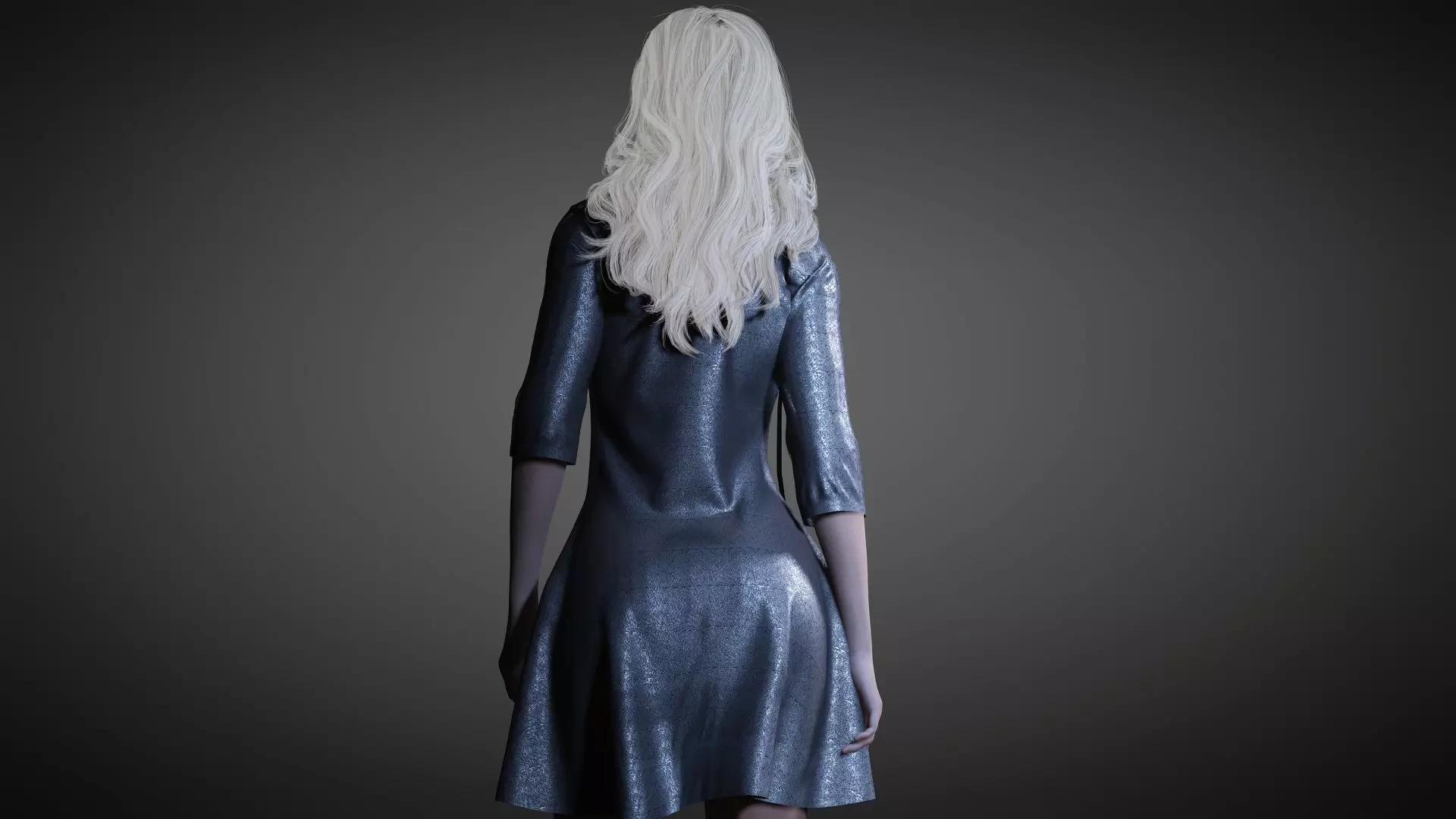 Realistic Female 3D Character in Silver Dress High Quality 4K Low-poly 3D model_18