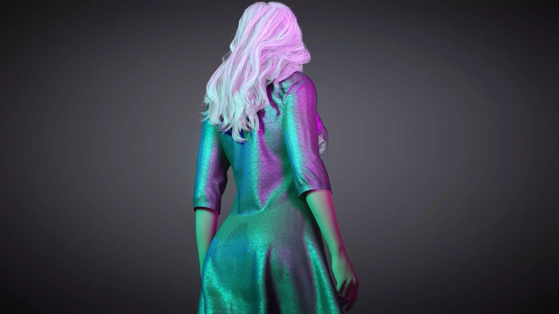 Realistic Female 3D Character in Silver Dress High Quality 4K Low-poly 3D model_5