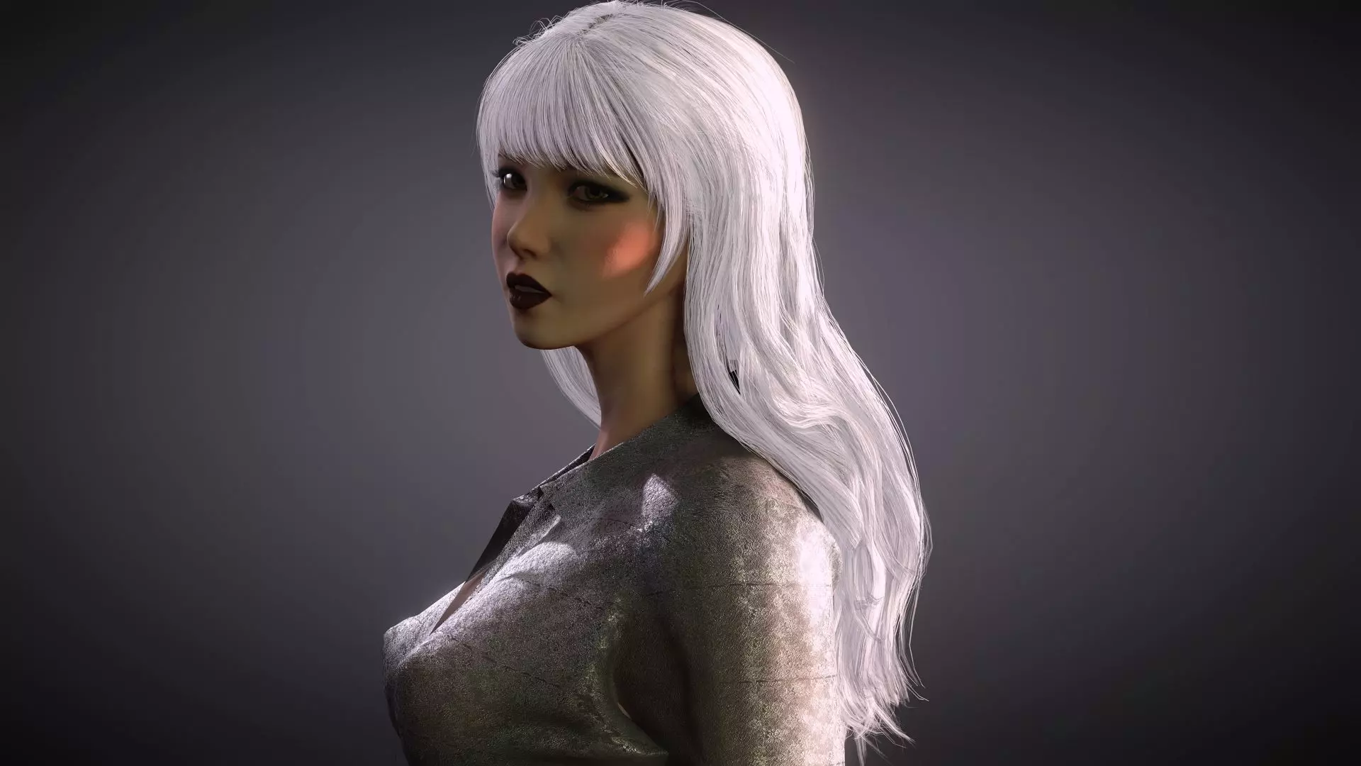 Realistic Female 3D Character in Silver Dress High Quality 4K Low-poly 3D model_19