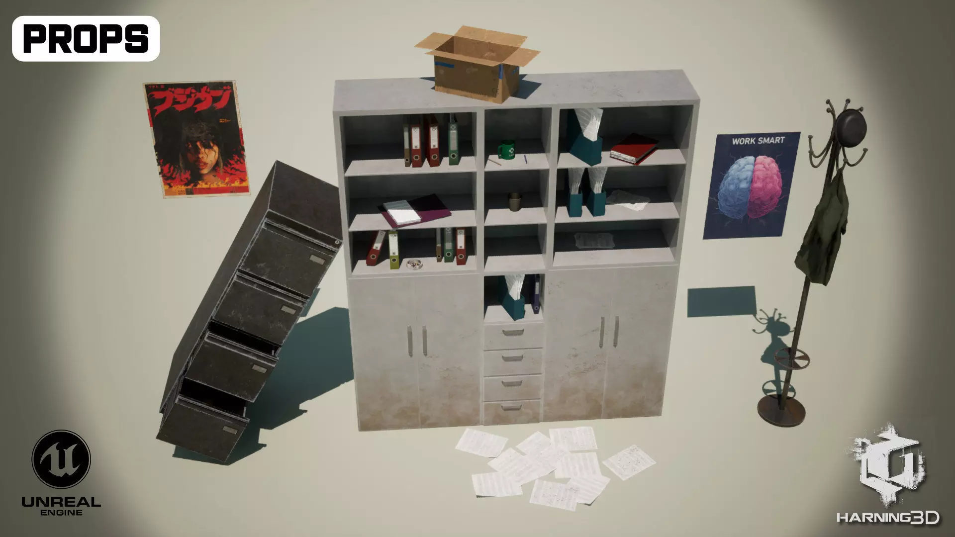 Post Apocalyptic Office Props Vol 1 Unreal Engine UE Low-poly 3D model_0