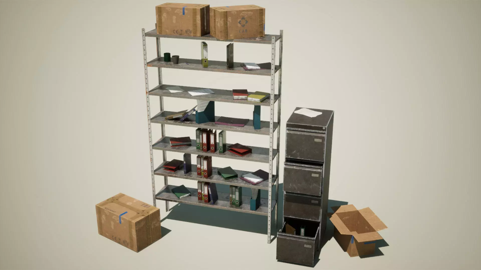 Post Apocalyptic Office Props Vol 1 Unreal Engine UE Low-poly 3D model_1