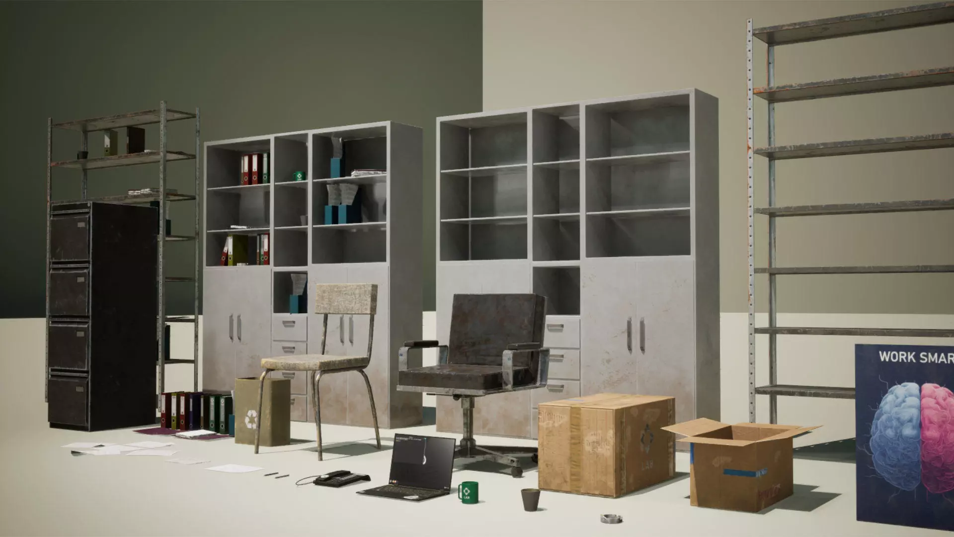 Post Apocalyptic Office Props Vol 1 Unreal Engine UE Low-poly 3D model_2