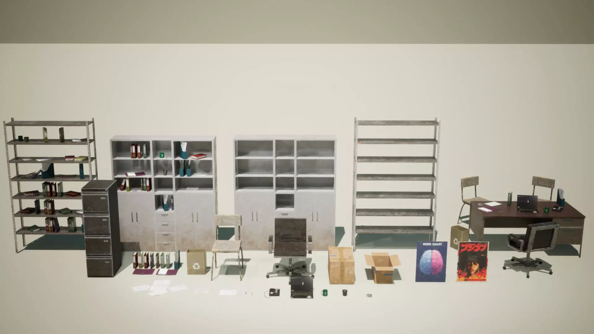 Post Apocalyptic Office Props Vol 1 Unreal Engine UE Low-poly 3D model_6