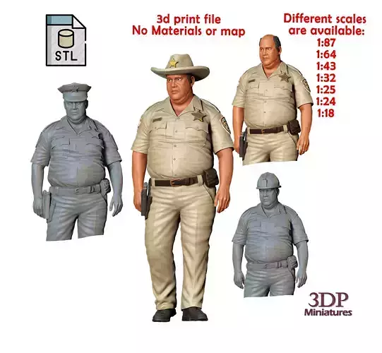 N2 Overweight Police Officer 3D print model N2 Overweight Police Officer 3D print model