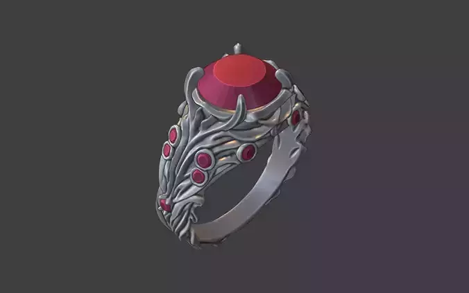 nature inspired gemstone silver ring v1