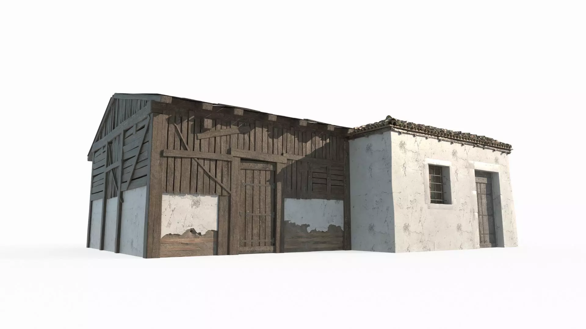 Medieval architectural warehouse 3D model_0