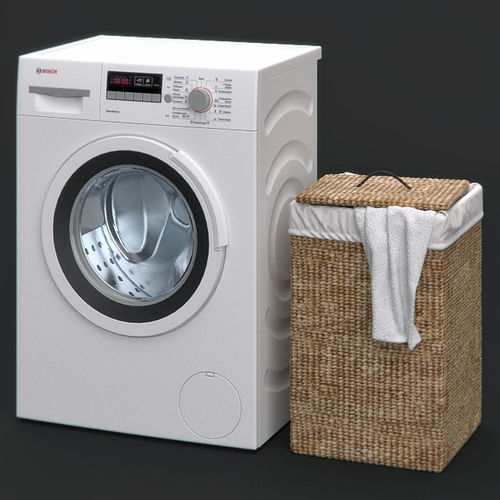 Washing machine and Laundry basket 3D model