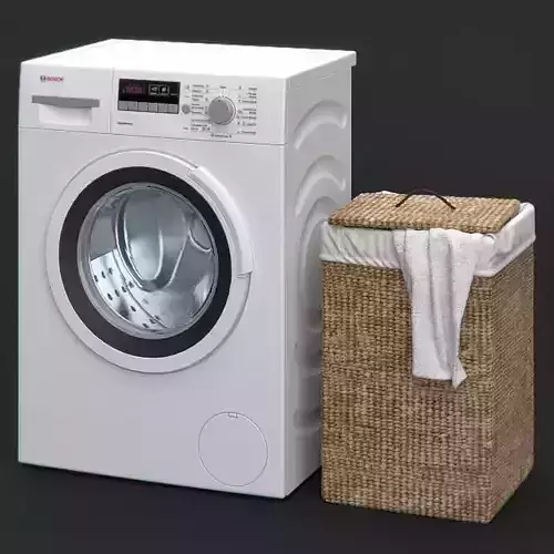 Washing machine and Laundry basket 3D model