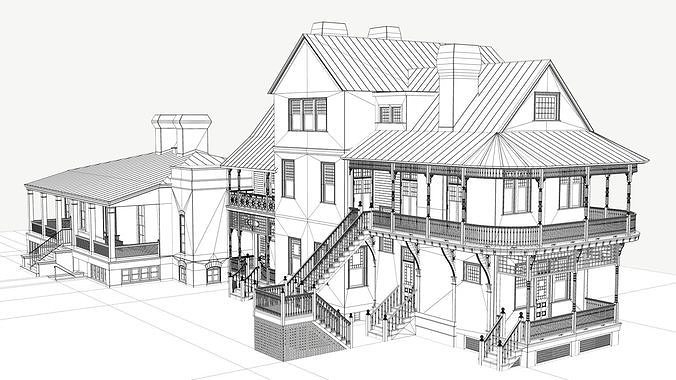 Victorian Villa 3D model 7
