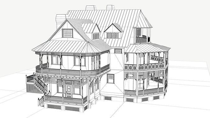 Victorian Villa 3D model 5