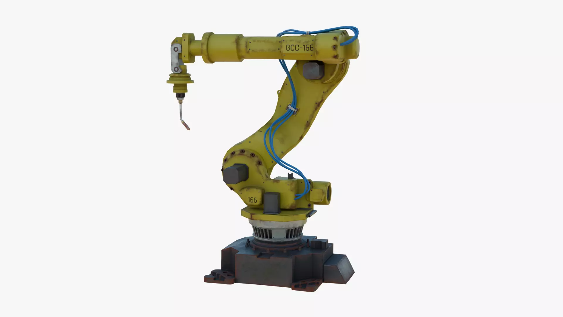 Industrial Welding Robot Yellow Rusty Low-poly 3D model_1