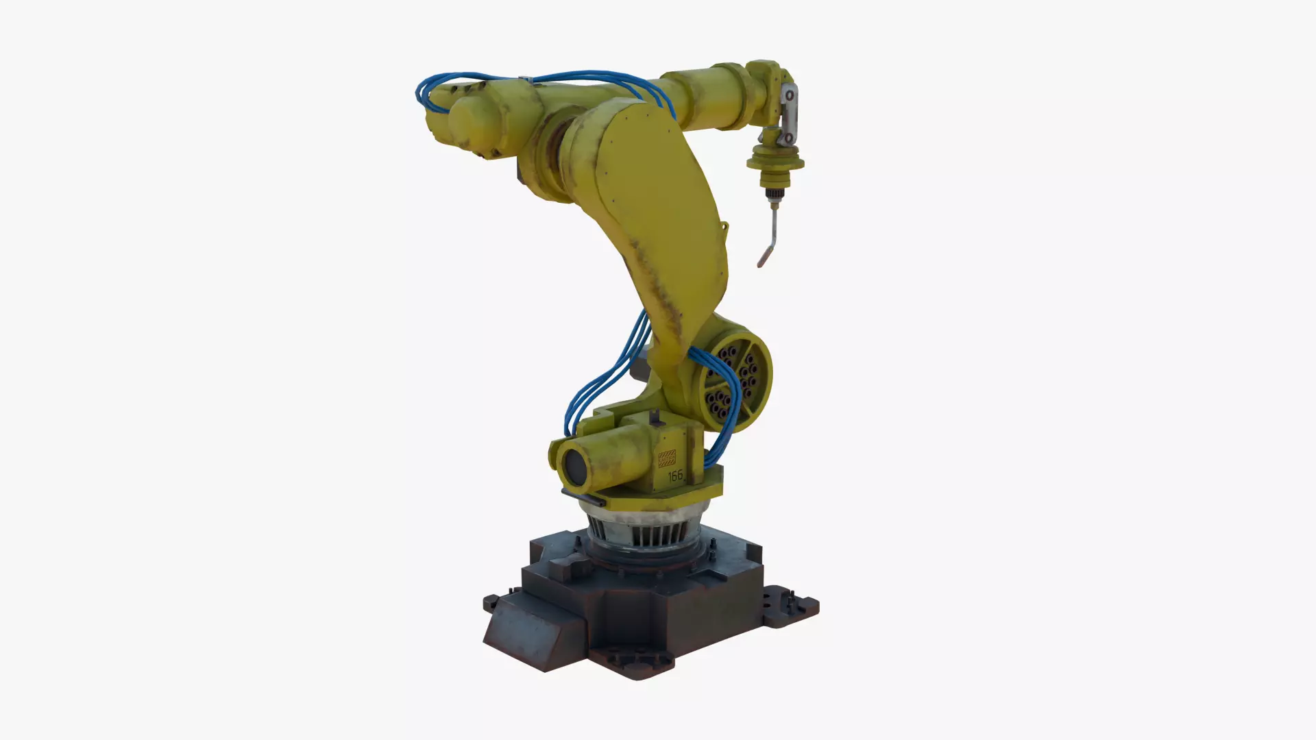Industrial Welding Robot Yellow Rusty Low-poly 3D model_3